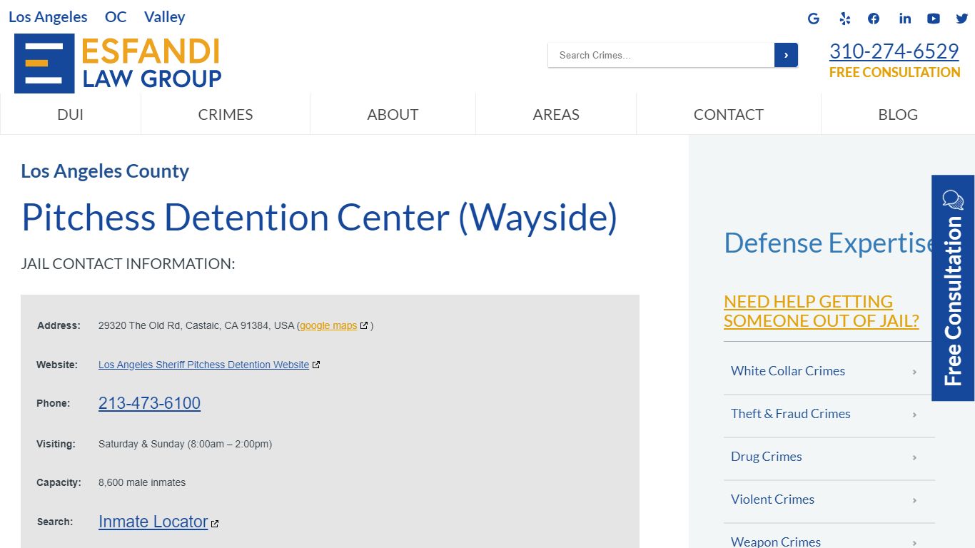 Pitchess Detention Center "Wayside" - Los Angeles | Inmate Locator